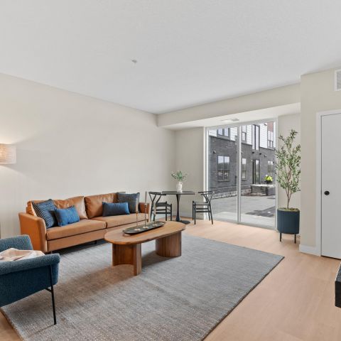 Oberon Magazine and dried flowers on a stone coffee table